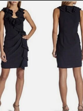 Eva Franco Black Ruffle Front Mini Dress
Size 6